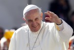 Pope Francis waves to faithful as he arrives for his weekly general audience in St. Peter's Square at the Vatican, Wednesday, Sept. 18, 2013. (AP Photo/Riccardo De Luca)